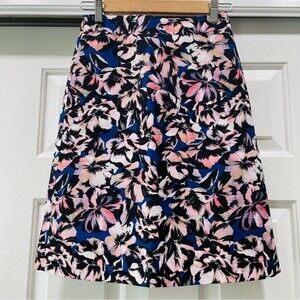 J.CREW Blue Tropical Floral A-line Pencil Skirt Size 0P